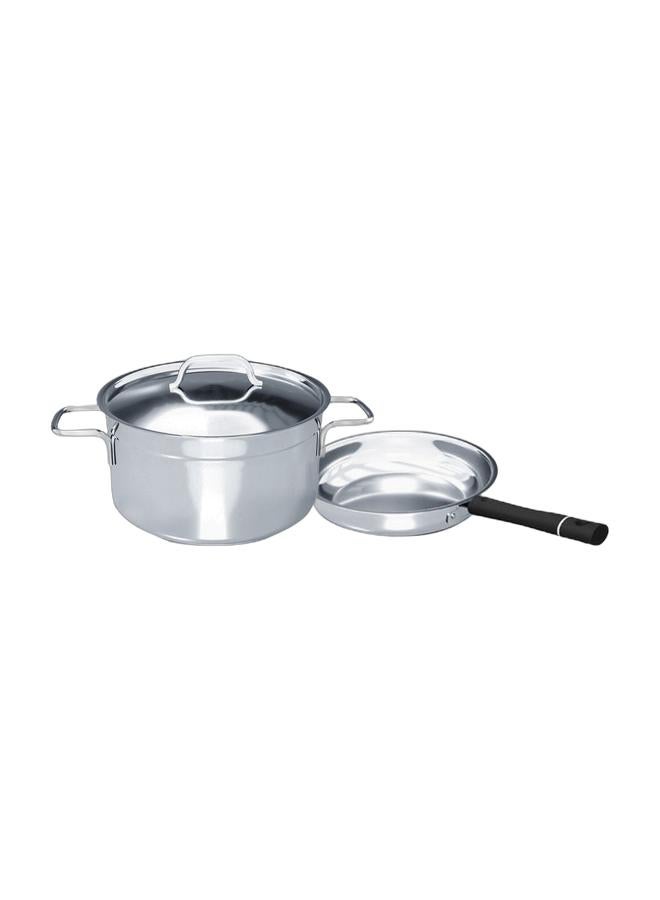 DELICI 2-Piece Stainless Steel Cookware Set | Kadai Pan 22cm (DFP22B) + Sauce Pan 24cm (DSPD24W) | 304 Grade | Non-Stick | Premium Lid | Oven & Dishwasher Safe | Heavy Base | Ergonomic Handles - Image 1
